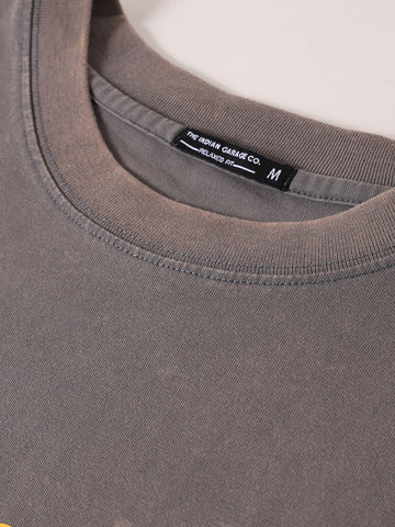 Men's Grey Relaxed Fit Graphic Street Wear T-Shirt