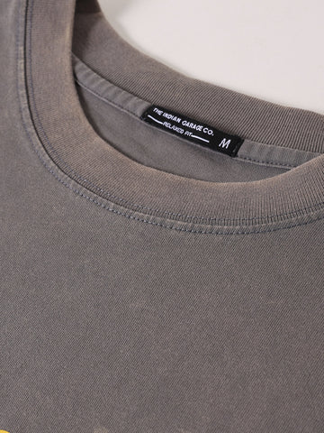 Men's Grey Relaxed Fit Graphic Printed 240 GSM Street Wear T-Shirt
