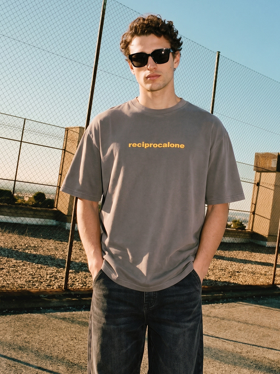 Men's Grey Relaxed Fit Graphic Printed 240 GSM Street Wear T-Shirt