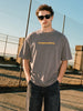 Men's Grey Relaxed Fit Graphic Printed 240 GSM Street Wear T-Shirt