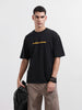 Men's Black Relaxed Fit Graphic Street Wear T-Shirt