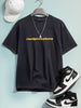 Men's Black Relaxed Fit Graphic Printed 240 GSM Street Wear T-Shirt