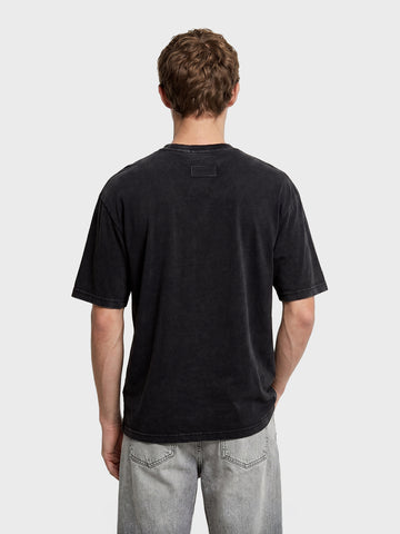 Men's Black Relaxed Fit Graphic Printed 240 GSM Street Wear T-Shirt