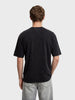 Men's Black Relaxed Fit Graphic Printed 240 GSM Street Wear T-Shirt