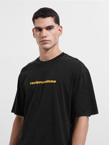 Men's Black Relaxed Fit Graphic Street Wear T-Shirt