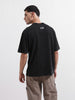 Men's Black Relaxed Fit Graphic Street Wear T-Shirt