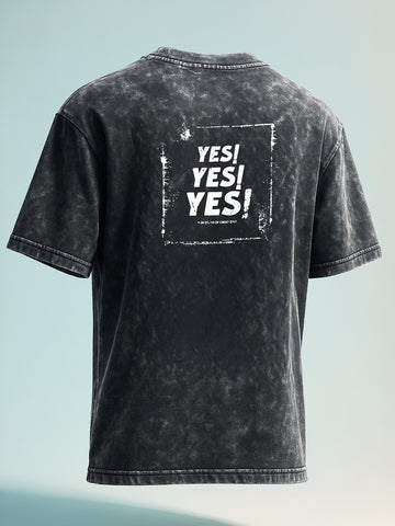 Men's Black Relaxed Fit Graphic Printed 240 GSM Street Wear T-Shirt