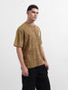 Men's Yellow Relaxed Fit Graphic Street Wear T-Shirt