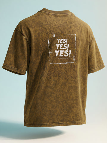 Men's Yellow Relaxed Fit Graphic Printed 240 GSM Street Wear T-Shirt