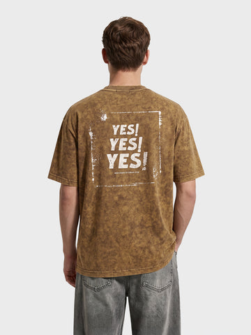 Men's Yellow Relaxed Fit Graphic Printed 240 GSM Street Wear T-Shirt