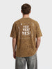 Men's Yellow Relaxed Fit Graphic Printed 240 GSM Street Wear T-Shirt
