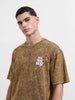 Men's Yellow Relaxed Fit Graphic Street Wear T-Shirt