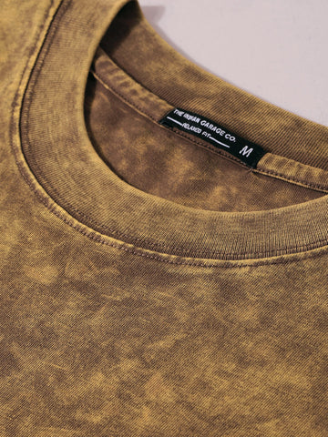 Men's Yellow Relaxed Fit Graphic Printed 240 GSM Street Wear T-Shirt