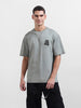 Men's Grey Relaxed Fit Graphic Street Wear T-Shirt