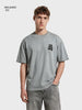 Men's Grey Relaxed Fit Graphic Printed 240 GSM Street Wear T-Shirt