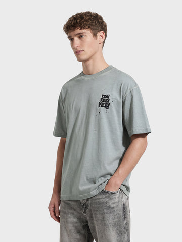 Men's Grey Relaxed Fit Graphic Printed 240 GSM Street Wear T-Shirt