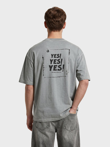 Men's Grey Relaxed Fit Graphic Printed 240 GSM Street Wear T-Shirt