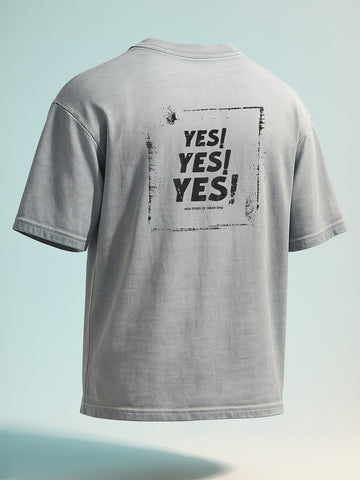 Men's Grey Relaxed Fit Graphic Printed 240 GSM Street Wear T-Shirt