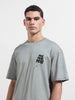 Men's Grey Relaxed Fit Graphic Street Wear T-Shirt