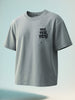 Men's Grey Relaxed Fit Graphic Printed 240 GSM Street Wear T-Shirt