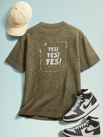 Men's Green Relaxed Fit Graphic Printed 240 GSM Street Wear T-Shirt