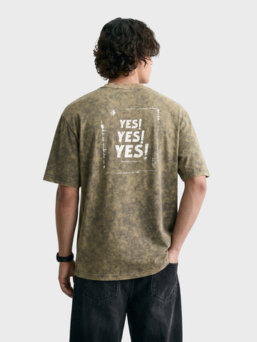 Men's Green Relaxed Fit Graphic Printed 240 GSM Street Wear T-Shirt