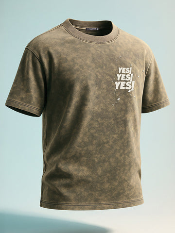Men's Green Relaxed Fit Graphic Printed 240 GSM Street Wear T-Shirt