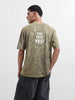 Men's Green Relaxed Fit Graphic Street Wear T-Shirt