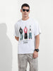Men's White Relaxed Fit Graphic Street Wear T-Shirt