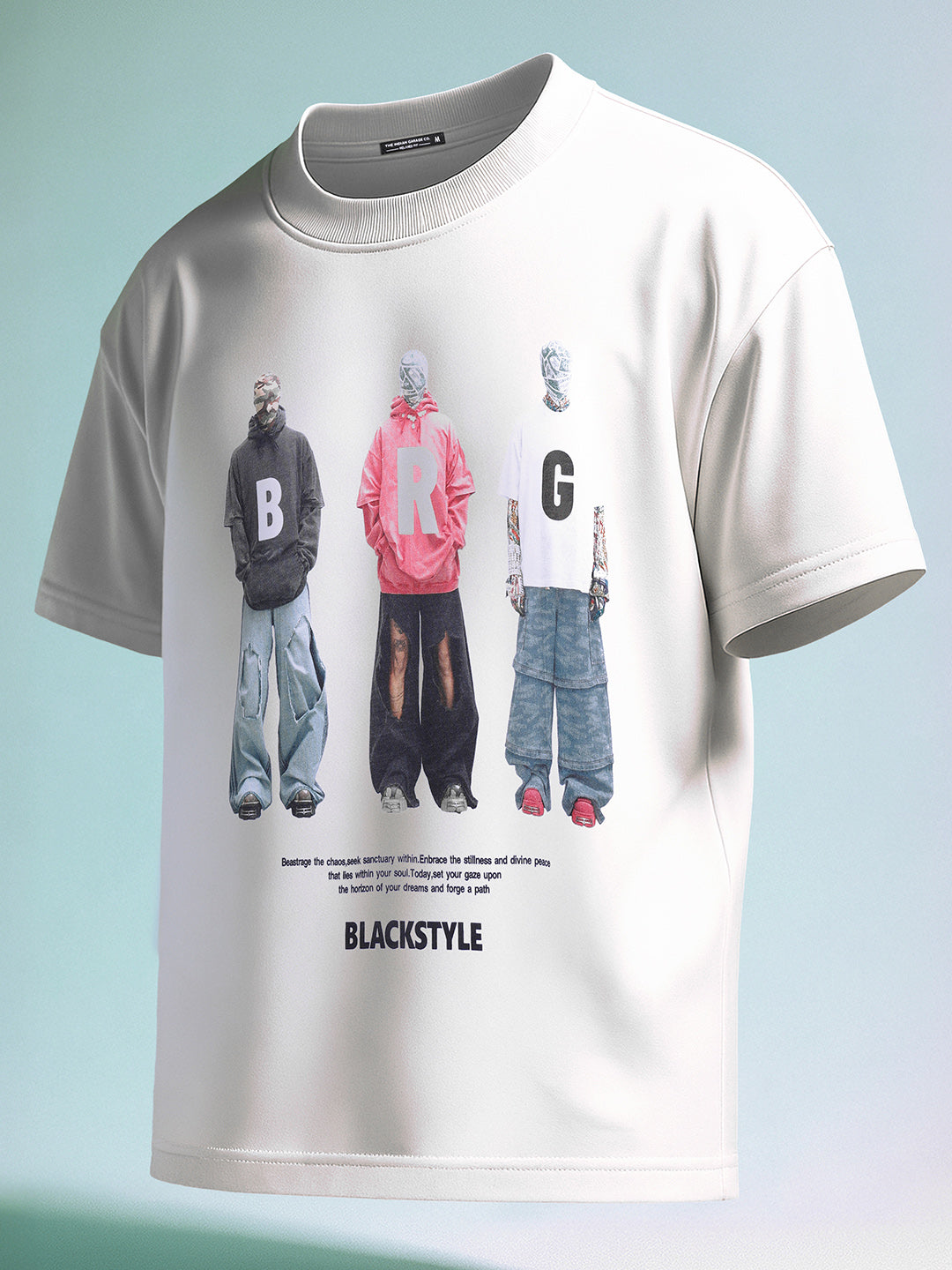 Men's White Relaxed Fit Graphic Printed 240 GSM Street Wear T-Shirt