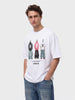 Men's White Relaxed Fit Graphic Printed 240 GSM Street Wear T-Shirt