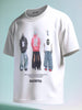 Men's White Relaxed Fit Graphic Printed 240 GSM Street Wear T-Shirt