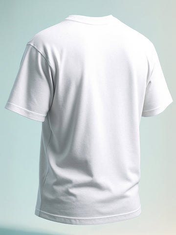 Men's White Relaxed Fit Graphic Printed 240 GSM Street Wear T-Shirt
