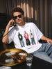 Men's White Relaxed Fit Graphic Printed 240 GSM Street Wear T-Shirt