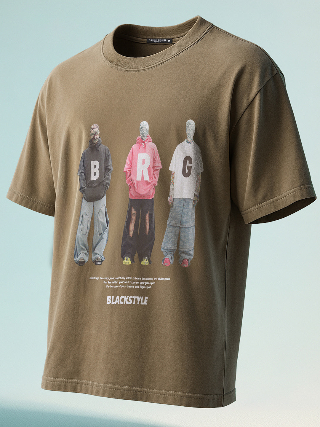 Men's Green Relaxed Fit Graphic Printed 240 GSM Street Wear T-Shirt