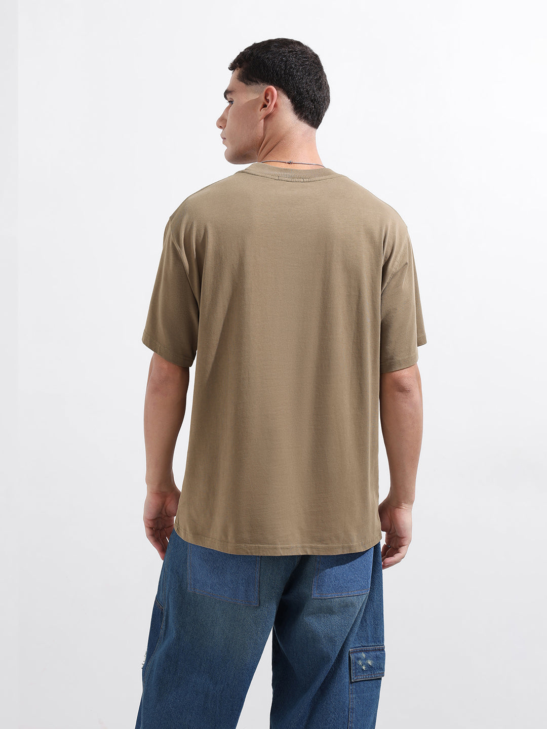 Men's Green Relaxed Fit Graphic Street Wear T-Shirt