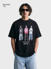 Men's Black Relaxed Fit Graphic Printed 240 GSM Street Wear T-Shirt