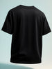 Men's Black Relaxed Fit Graphic Printed 240 GSM Street Wear T-Shirt