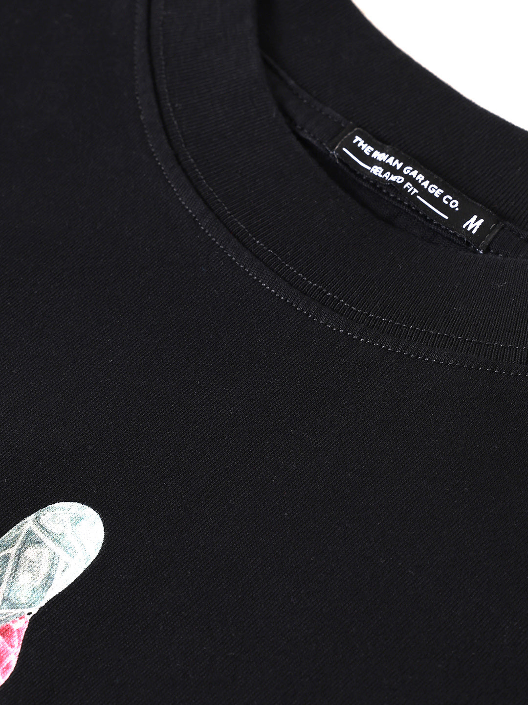 Men's Black Relaxed Fit Graphic Street Wear T-Shirt