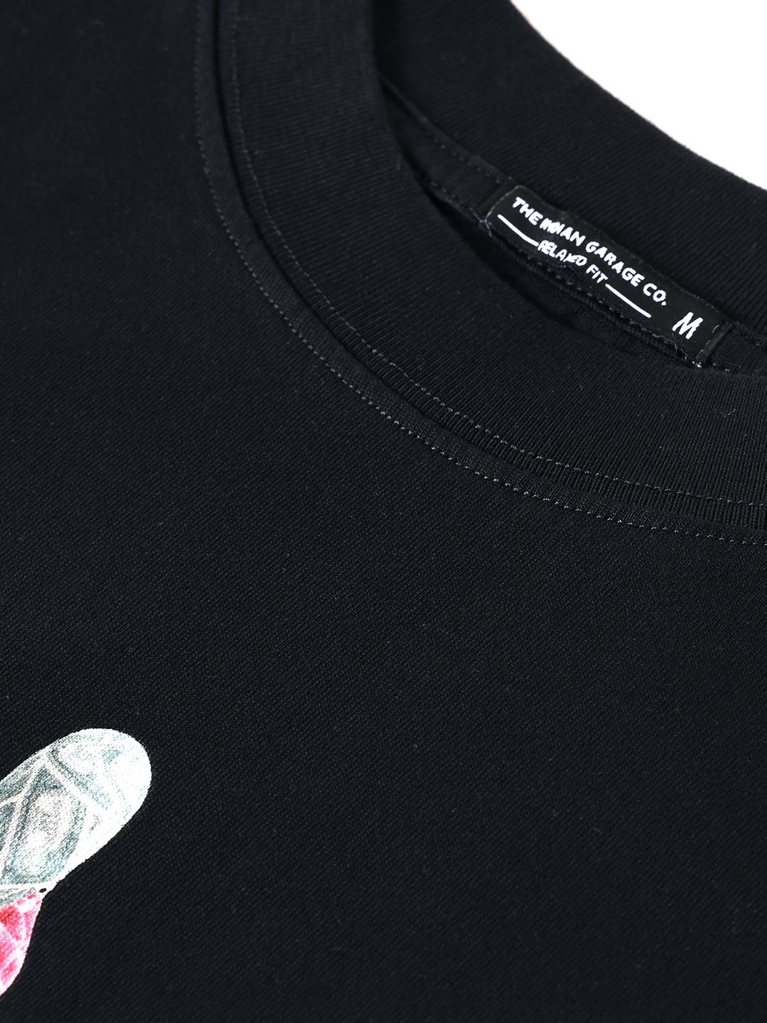 Men's Black Relaxed Fit Graphic Printed 240 GSM Street Wear T-Shirt