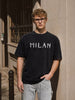Men's Black Relaxed Fit Graphic Printed 240 GSM Street Wear T-Shirt