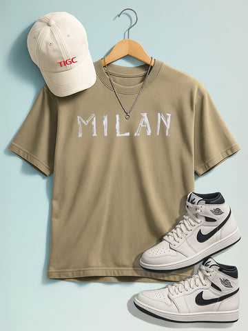 Men's Green Relaxed Fit Graphic Printed 240 GSM Street Wear T-Shirt