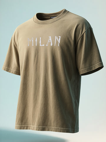 Men's Green Relaxed Fit Graphic Printed 240 GSM Street Wear T-Shirt