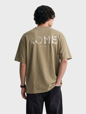 Men's Green Relaxed Fit Graphic Printed 240 GSM Street Wear T-Shirt