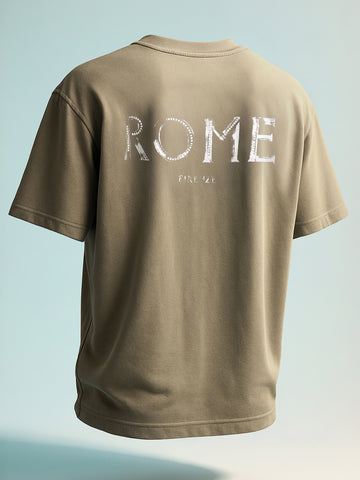 Men's Green Relaxed Fit Graphic Printed 240 GSM Street Wear T-Shirt