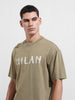 Men's Green Relaxed Fit Graphic Street Wear T-Shirt
