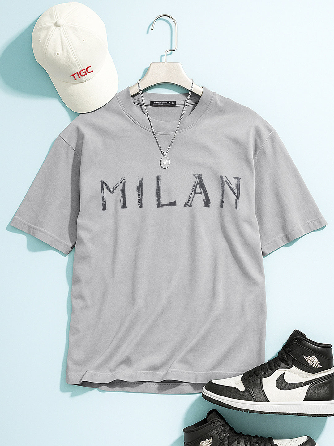 Men's Grey Relaxed Fit Graphic Printed 240 GSM Street Wear T-Shirt