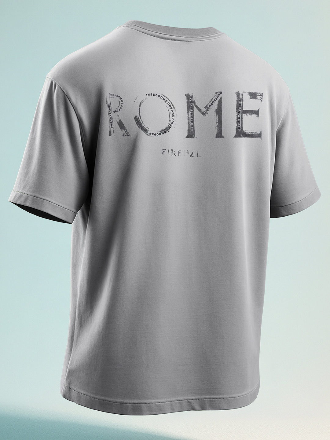 Men's Grey Relaxed Fit Graphic Printed 240 GSM Street Wear T-Shirt