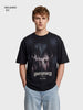 Men's Black Relaxed Fit Graphic Printed 240 GSM Street Wear T-Shirt