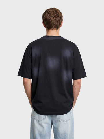 Men's Black Relaxed Fit Graphic Printed 240 GSM Street Wear T-Shirt